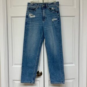 American Eagle Mom Straight Jeans Size 6 Stretch Light Wash
